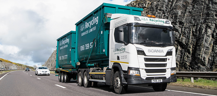 A&A Recycling Container Truck On dual Carriage way